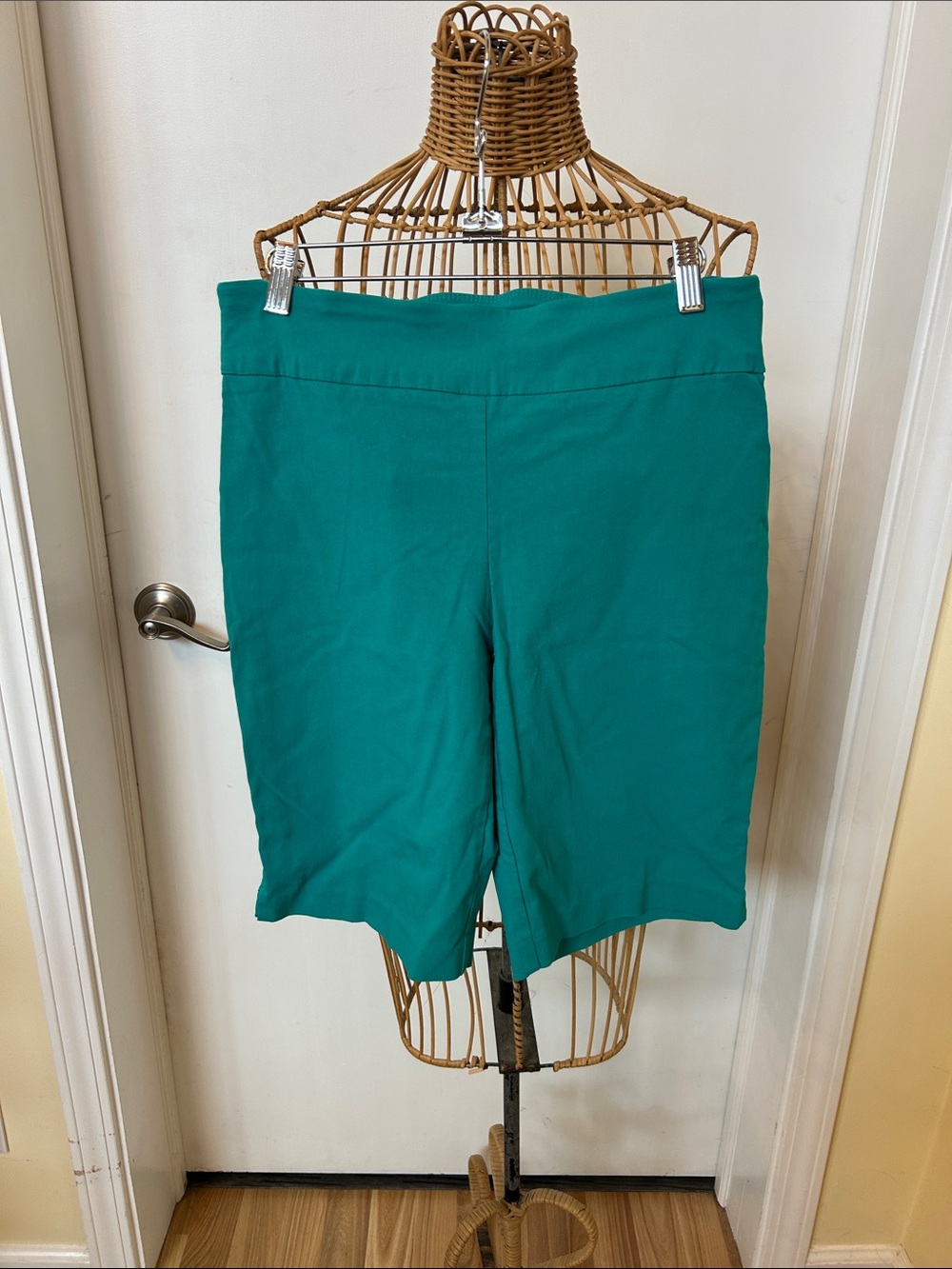 Attyre Teal High-Rise Knit Bermuda Shorts